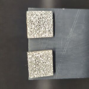 Silver Tone Sparkle Square Stud Statement Earrings